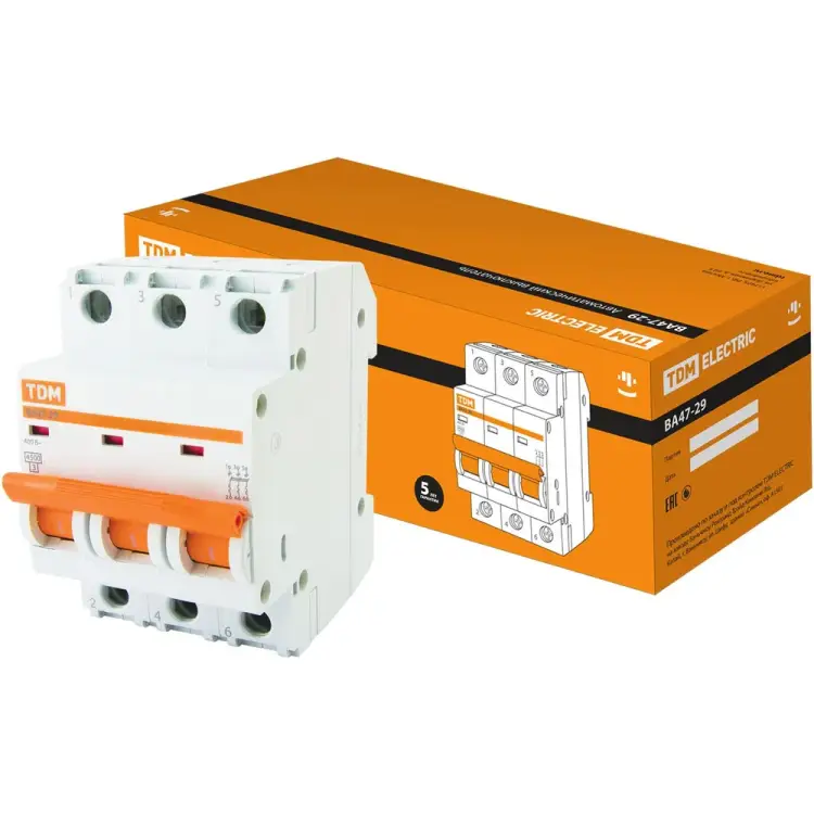 Автомат TDM ELECTRIC ВА47-29 3Р, 40 А, 4,5 кА, D SQ0206-0177