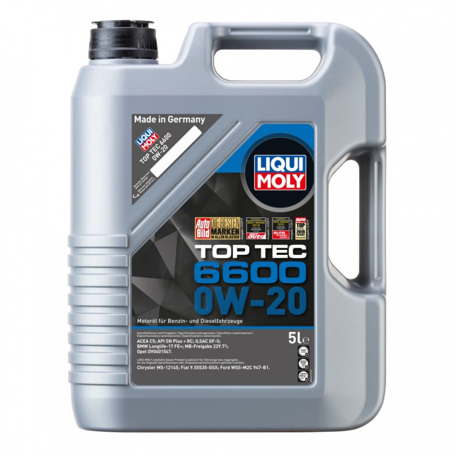 НС-синтетическое моторное масло LIQUI MOLY Top Tec 6600 0W-20 SN Plus + RC C5 GF-5