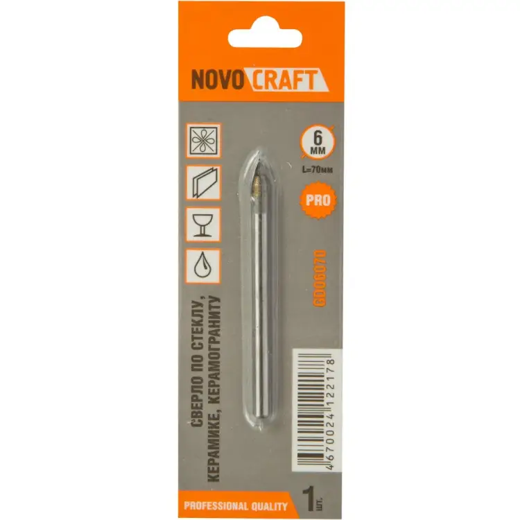 Сверло по стеклу и керамике NOVOCRAFT FLAT GD06070
