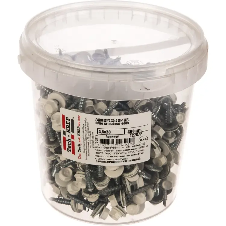 Саморез Tech-Krep 4,8х28 RAL9003 ярко-белый 300 шт. 127872