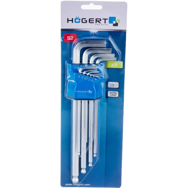 Набор шестигранных Г-образных ключей HOEGERT TECHNIK HT1W826 Набор шестигранных Г-образных ключей HOEGERT TECHNIK HT1W826