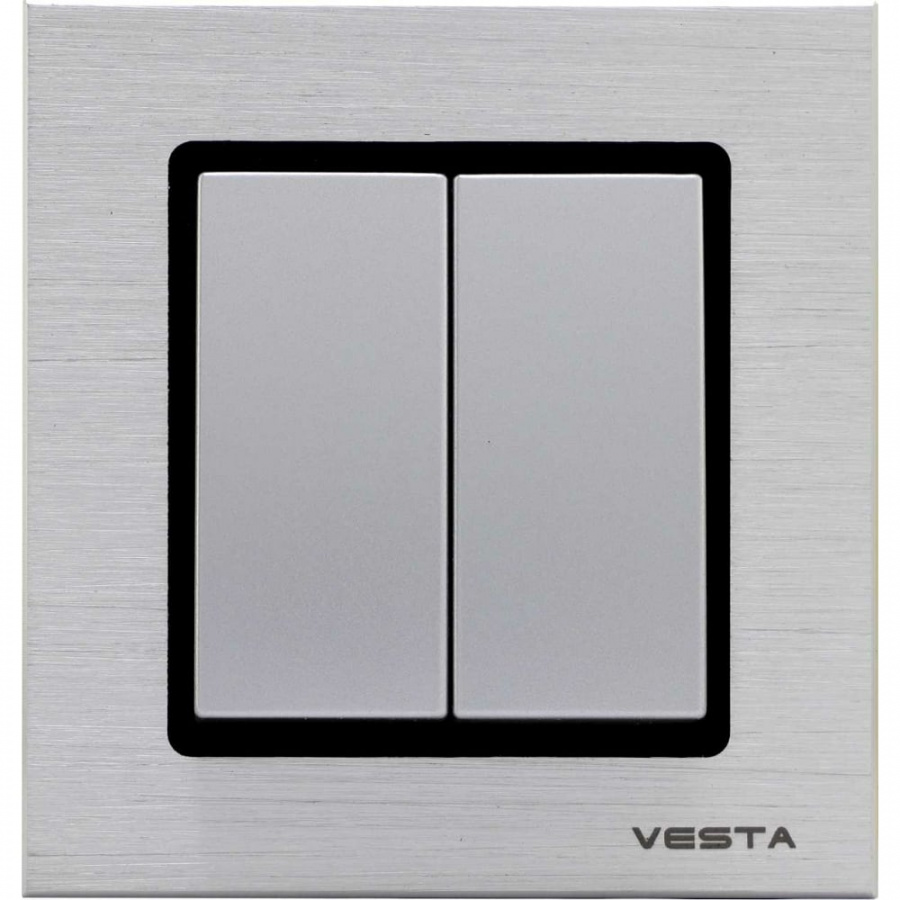 Двухклавишный выключатель Vesta Electric Exclusive Silver Metallic
