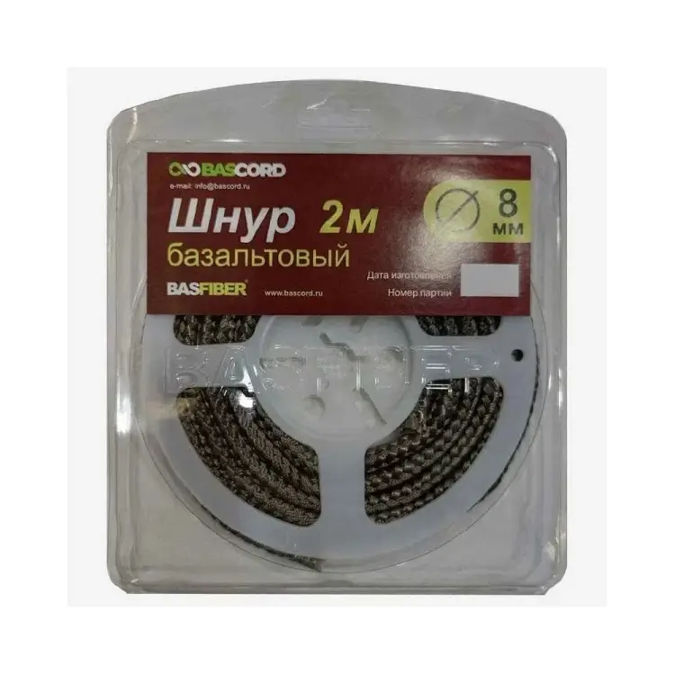 Огнеупорный уплотнительный базальтовый шнур BASFIBER Basfiber 8/2