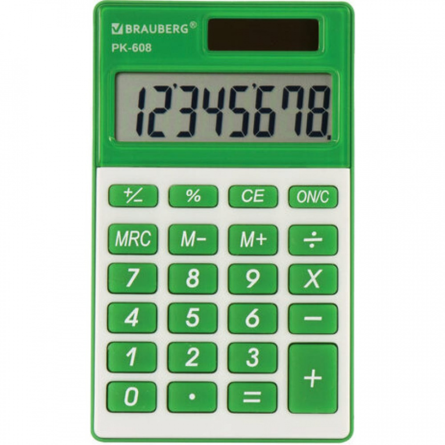 Карманный калькулятор BRAUBERG PK-608-GN