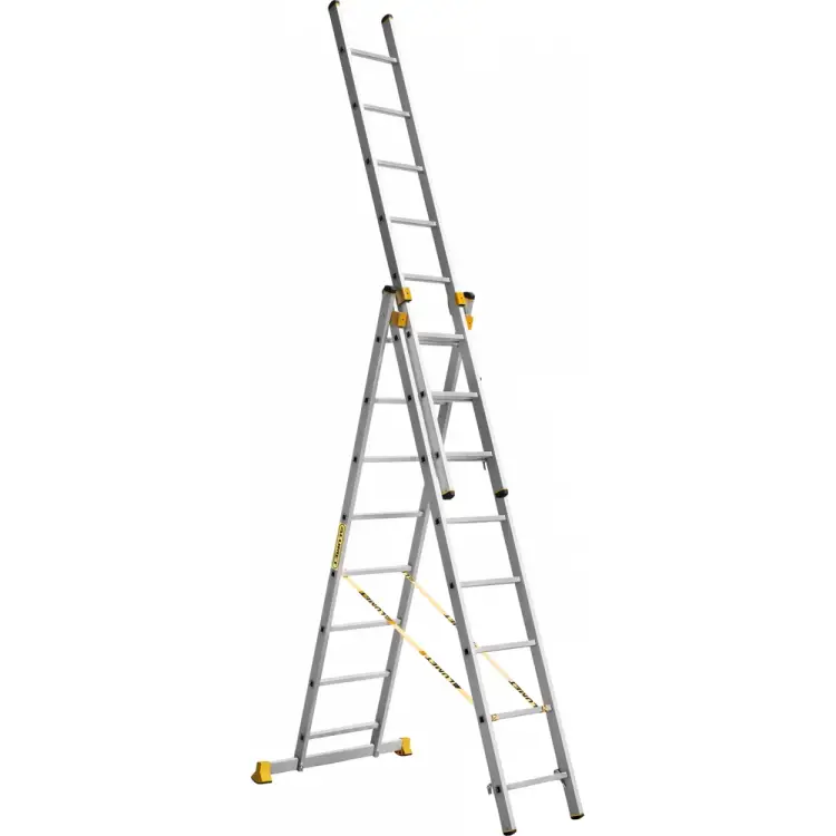 Профессиональная трехсекционная лестница Алюмет P3 9308