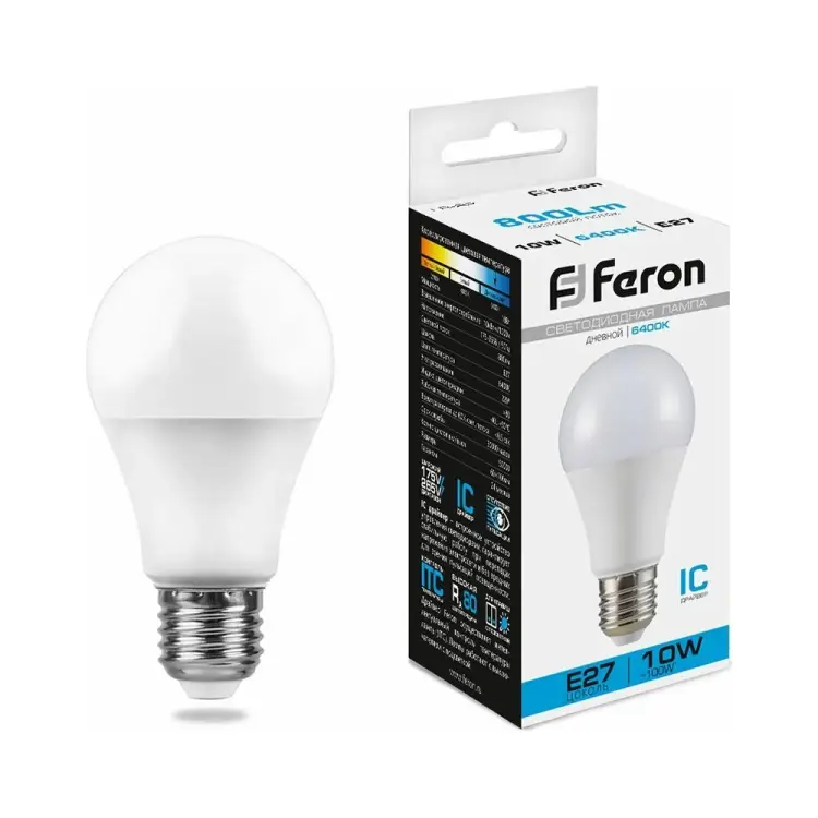 Светодиодная лампа FERON LB-92 Шар E27 10W 6400K 25459