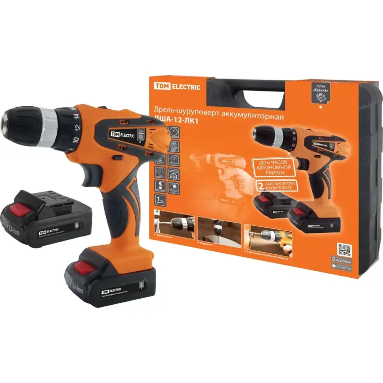 Аккумуляторная дрель-шуруповерт TDM ELECTRIC ДША-12-ЛК1 Гранит SQ1030-0202 Аккумуляторная дрель-шуруповерт TDM ELECTRIC ДША-12-ЛК1 Гранит SQ1030-0202