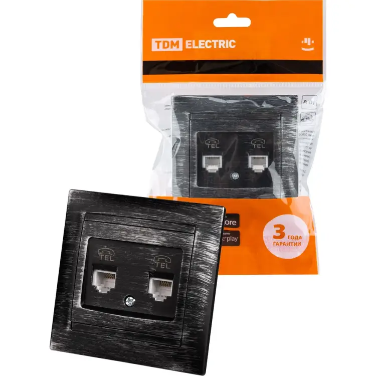 Двойная телефонная розетка TDM ELECTRIC Лама SQ1815-0659
