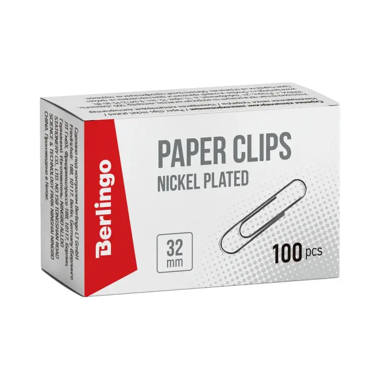 Никелированные скрепки Berlingo BK2512