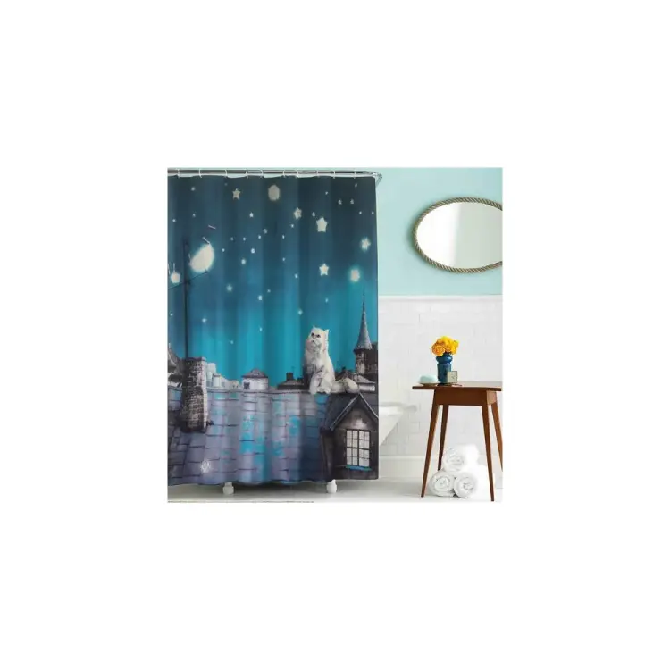 Тканевая шторка для ванны Melodia della vita MZ-42 Кот на крыше 20812