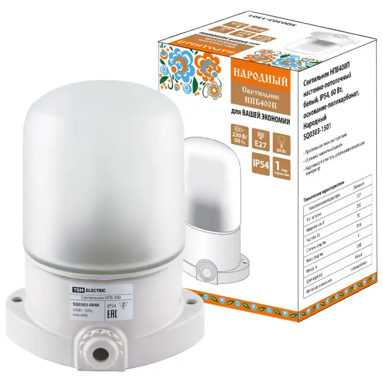 Настенно-потолочный светильник TDM ELECTRIC НПБ400П SQ0303-1501