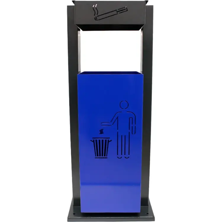 Квадратная металлическая уличная урна-пепельница ПРОФМЕТСТИЛЬ 1072