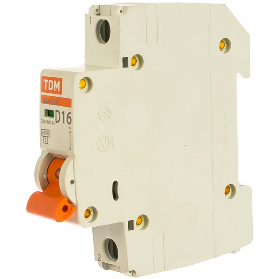 Автомат TDM ВА47-29 1Р, 16 А, 4,5 кА, D