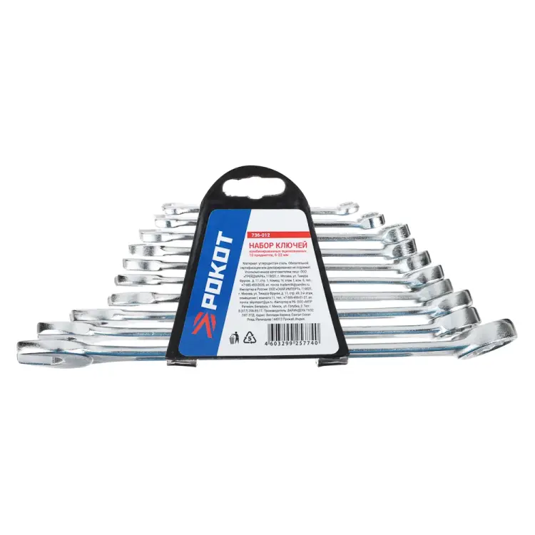 Оцинкованных набор комбинированных ключей РОКОТ 736-012 Оцинкованных набор комбинированных ключей РОКОТ 736-012