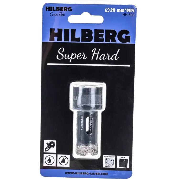 Алмазная коронка по керамике и керамограниту Hilberg Super Hard HH620