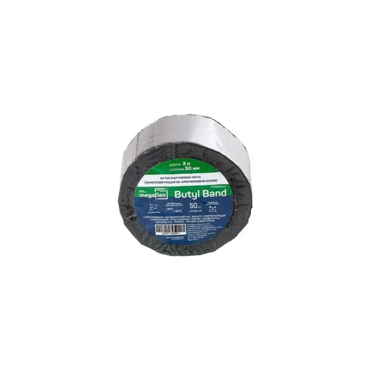 Самоклеящаяся бутил-каучуковая лента-герметик Megaflex butyl band MEGBU.50.3 Самоклеящаяся бутил-каучуковая лента-герметик Megaflex butyl band MEGBU.50.3