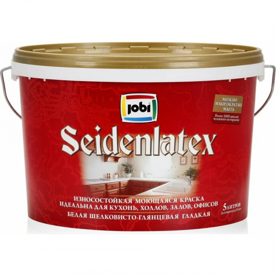 Износостойкая краска для стен и потолков JOBI SEIDENLATEX