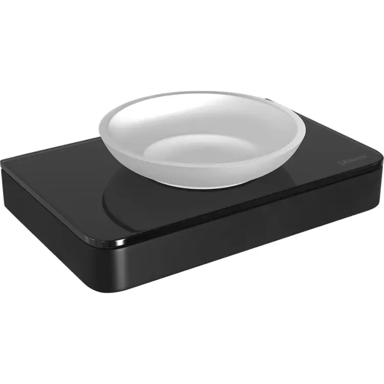 Мыльница Lemark GLASS LINE с держателем, чёрный/чёрное стекло 9742039