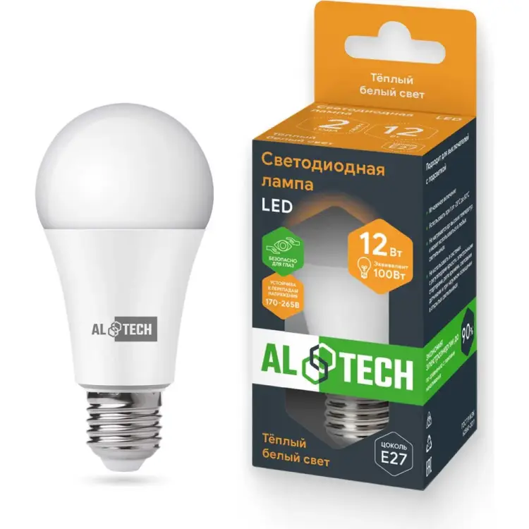 Лампочка светодиодная ALTECH Р60-12W-830-E27 4673758070234 Лампочка светодиодная ALTECH Р60-12W-830-E27 4673758070234