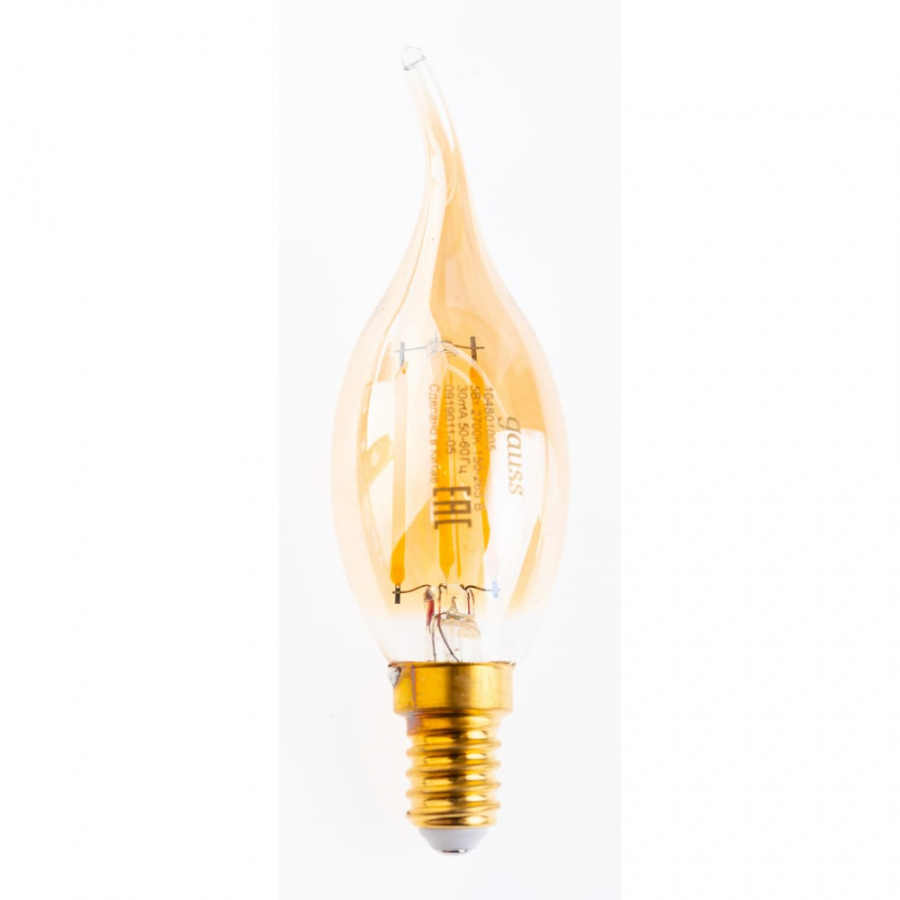 Лампа Gauss LED Filament Candle tailed E14 5W 2700K Golden