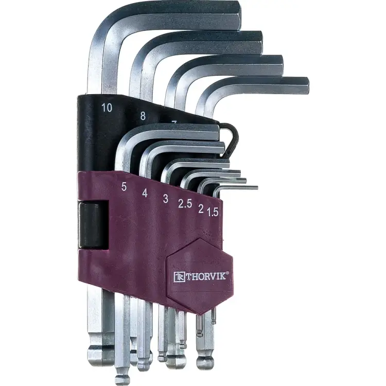 Набор торцевых шестигранных коротких ключей THORVIK HKSB10S 53064 Набор торцевых шестигранных коротких ключей THORVIK HKSB10S 53064
