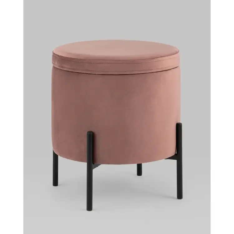 Пуф Стул Груп Грейс с ящиком для хранения, велюр, круглый, пыльно-розовый vd-grays-b15 Пуф Стул Груп Грейс с ящиком для хранения, велюр, круглый, пыльно-розовый vd-grays-b15