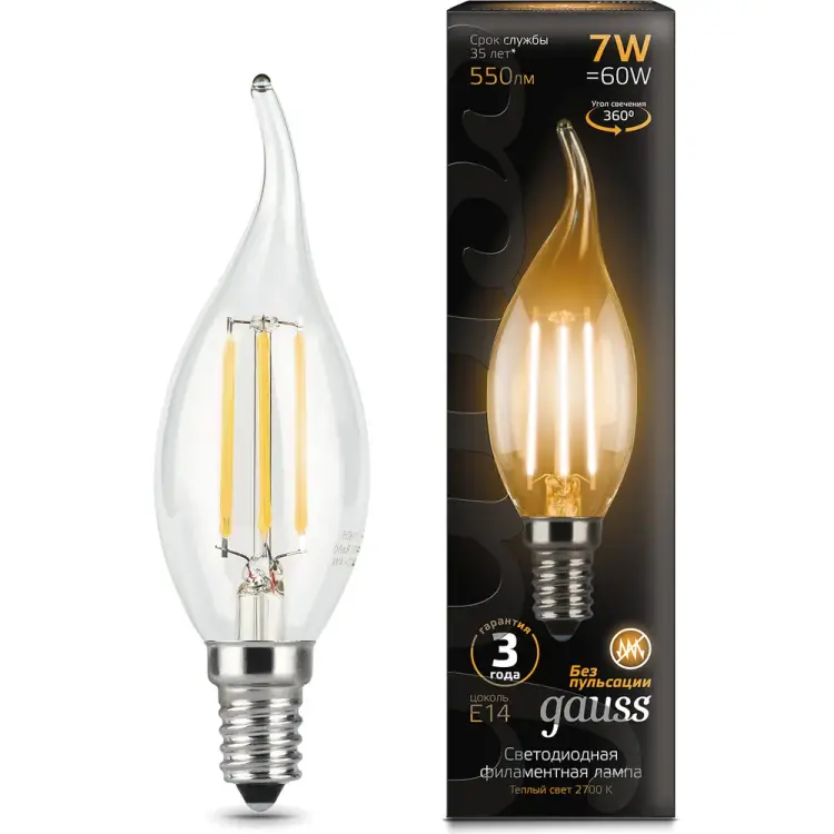 Лампа Gauss LED Filament Свеча на ветру 104801107