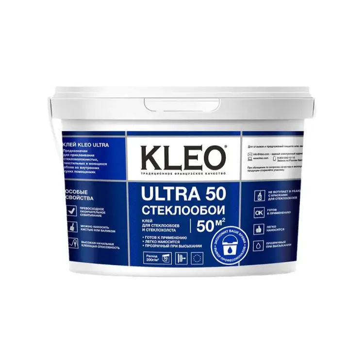 Готовый клей для стеклообоев KLEO ULTRA 192 ULTRA 10 кг Готовый клей для стеклообоев KLEO ULTRA 192 ULTRA 10 кг