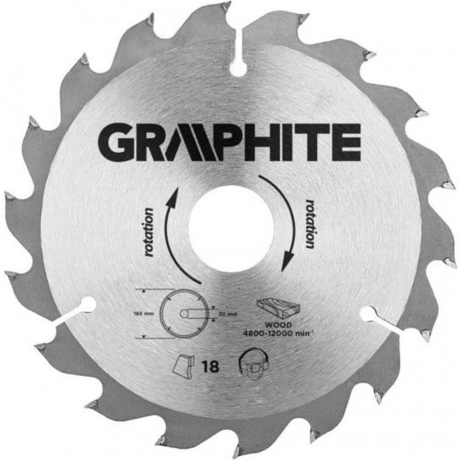 Отрезной диск GRAPHITE 165x30 мм; 18 зубьев