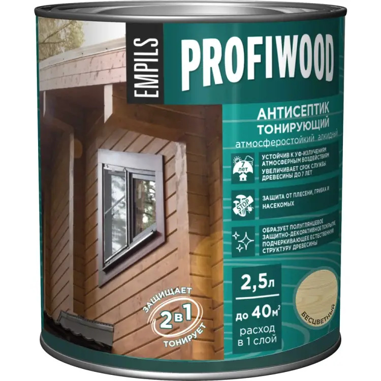 Тонирующий атмосферостойкий алкидный антисептик Profiwood 63854