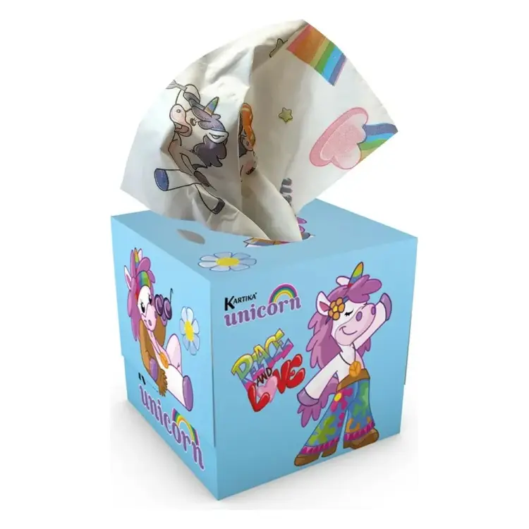 Бумажные салфетки-выдергушки WORLD CART Единорог ХИППИ HPP-02/голубой