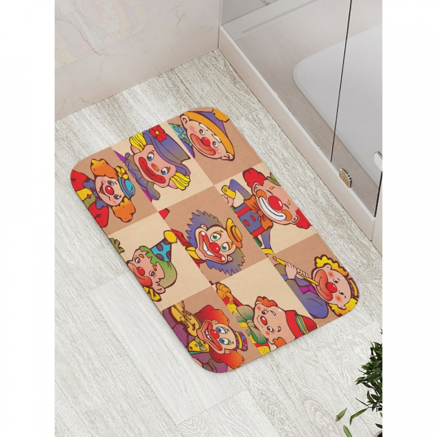 Противоскользящий коврик для ванной, сауны, бассейна JOYARTY Номер клоунов