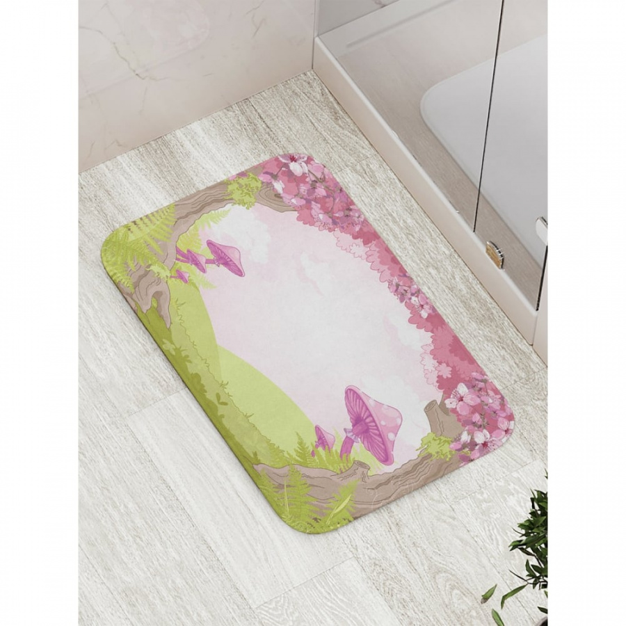 Противоскользящий коврик для ванной, сауны, бассейна JOYARTY Арочная композиция с грибами
