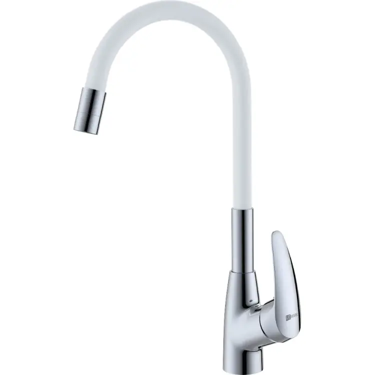 Смеситель для кухни Lemark Линара с гибким изливом, хром/белый LM0415C-White