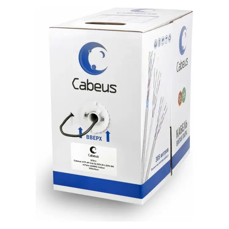 Кабель Cabeus UTP-4P-Cat.5e-SOLID-LSZH-BK
