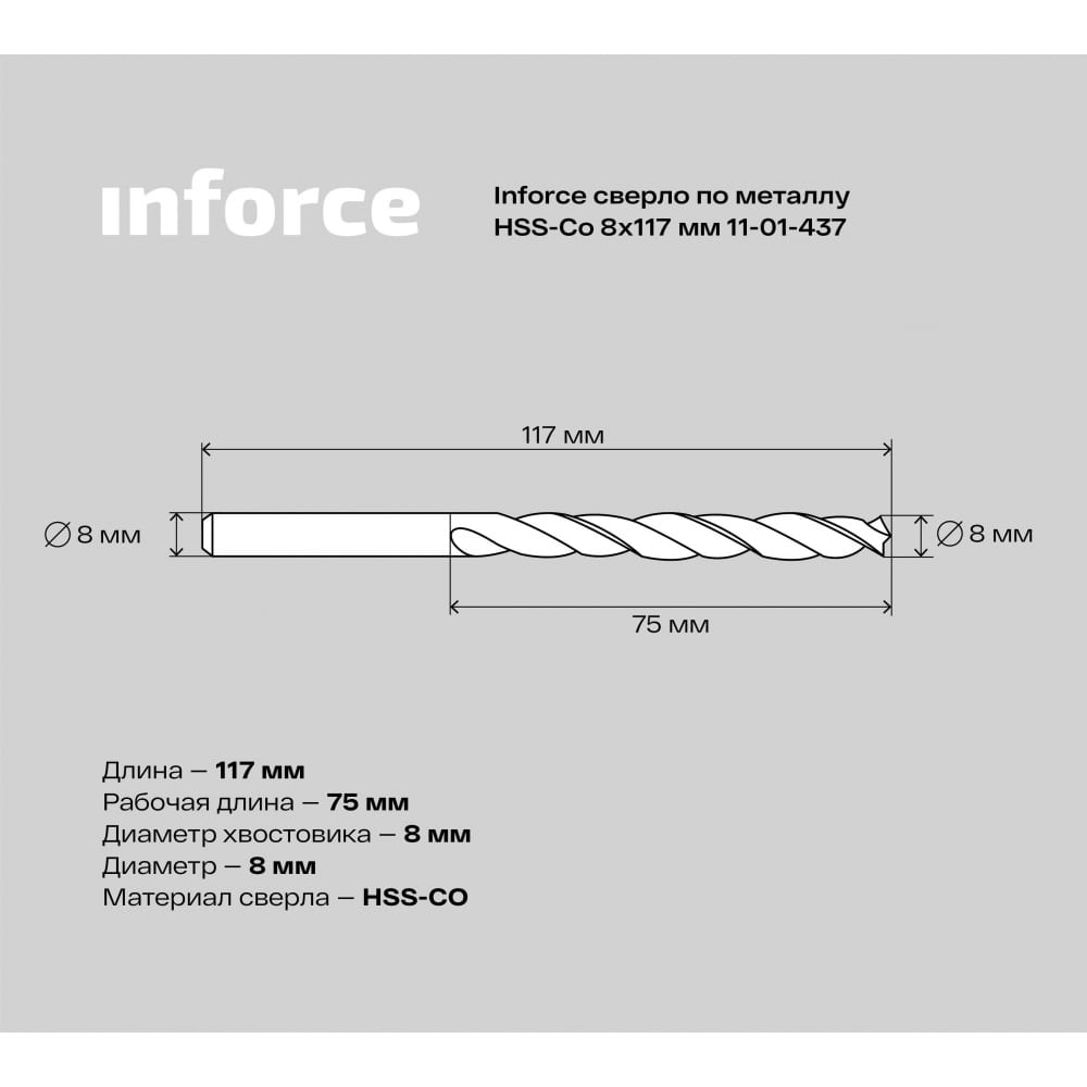 Сверло по металлу Inforce 11-01-437