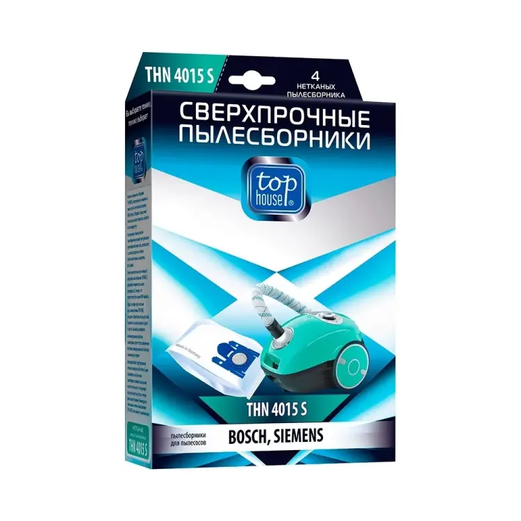Сверхпрочные нетканые пылесборники TOP HOUSE THN 4015 S 392470 Сверхпрочные нетканые пылесборники TOP HOUSE THN 4015 S 392470