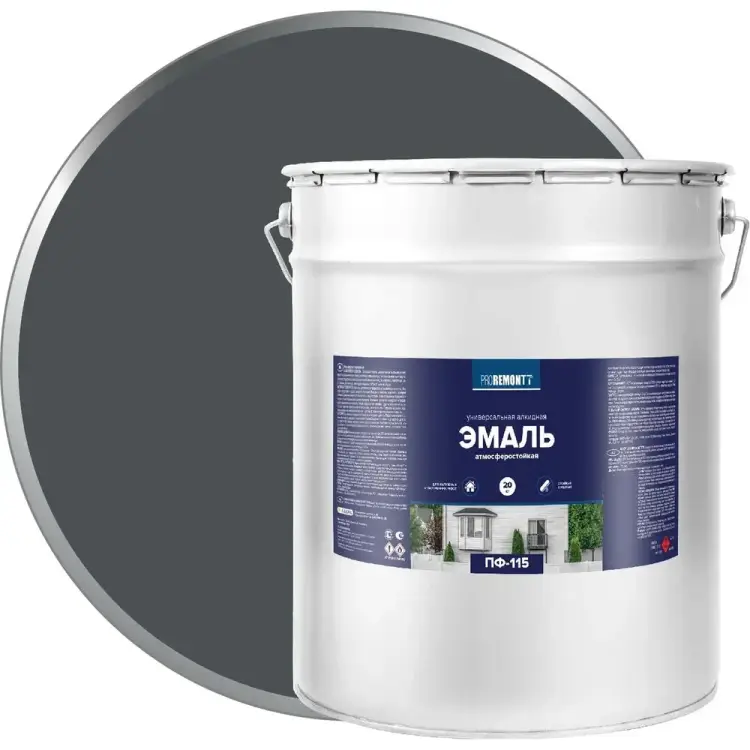 Эмаль Proremontt ПФ-115 Антрацит RAL 7016 20 кг 9591480 ЛА-00003058 Эмаль Proremontt ПФ-115 Антрацит RAL 7016 20 кг 9591480 ЛА-00003058