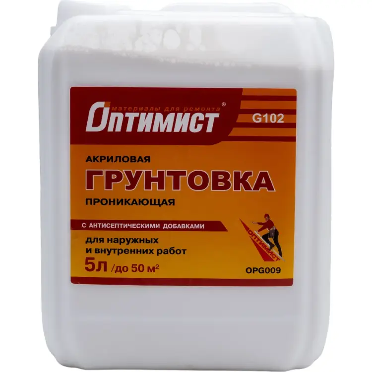Проникающая акриловая грунтовка для наружных и внутренних работ ОПТИМИСТ G102 OPG009