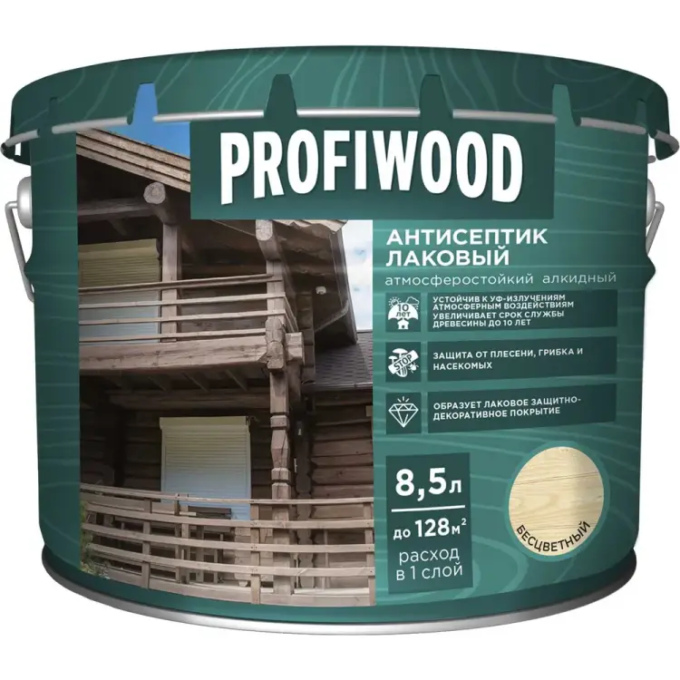 Лаковый тонирующий атмосферостойкий алкидный антисептик Profiwood 66995