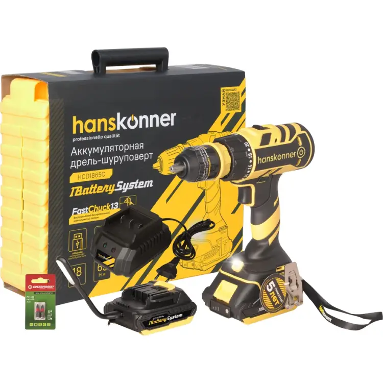 Аккумуляторный шуруповерт Hanskonner HCD1865C Аккумуляторный шуруповерт Hanskonner HCD1865C