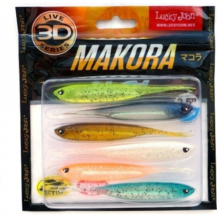 Виброхвосты Lucky John LJ 3D Series MAKORA SPLIT TAIL