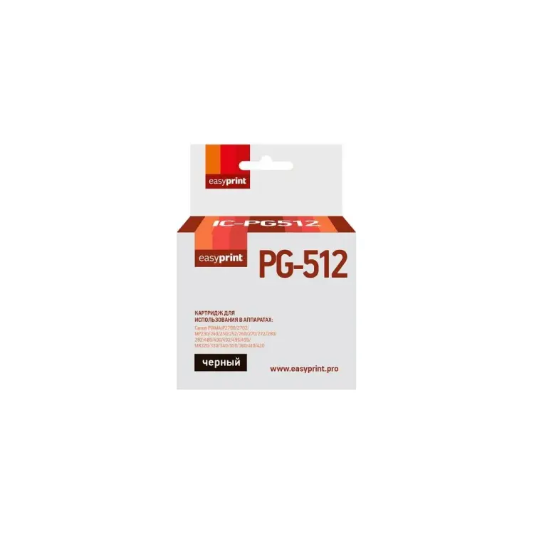 Картридж для Canon PIXMA iP2700, MP230, 260, 280, 480, MX330, 360, 410, EasyPrint PG-512 IC-PG512 Картридж для Canon PIXMA iP2700, MP230, 260, 280, 480, MX330, 360, 410, EasyPrint PG-512 IC-PG512