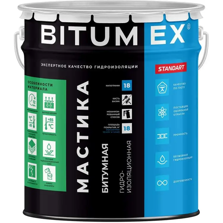 Битумная гидроизоляционная мастика BITUMEX МБ-018