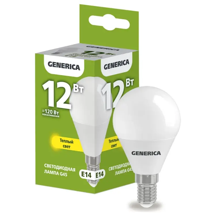 Светодиодная лампа GENERICA LL-G45-12-230-30-E14-G