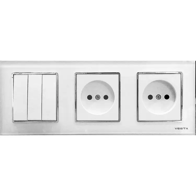 Трехклавишный выключатель + розетки Vesta Electric Комплект-3 FRM050307BEL