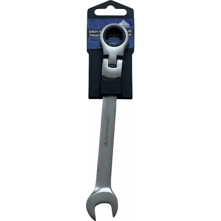 Трещоточный шарнирный комбинированный ключ vertextools 00017-22