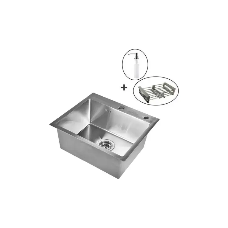 Кухонная мойка WISENT ws36050 (60x50 см) с раздвижным коландером и дозатором WS36050/WGER013/W405A/W302644