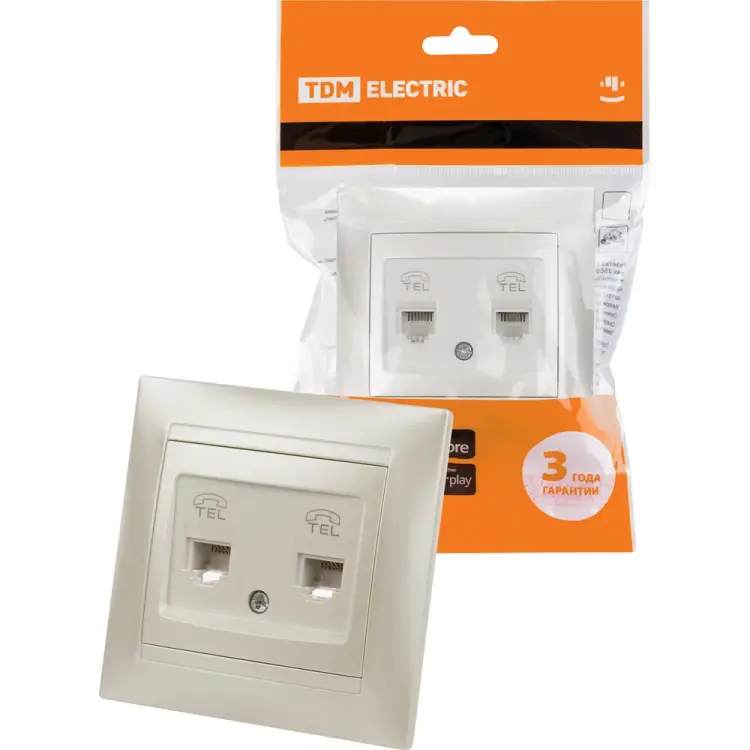 Двойная телефонная розетка TDM ELECTRIC Лама SQ1815-0818
