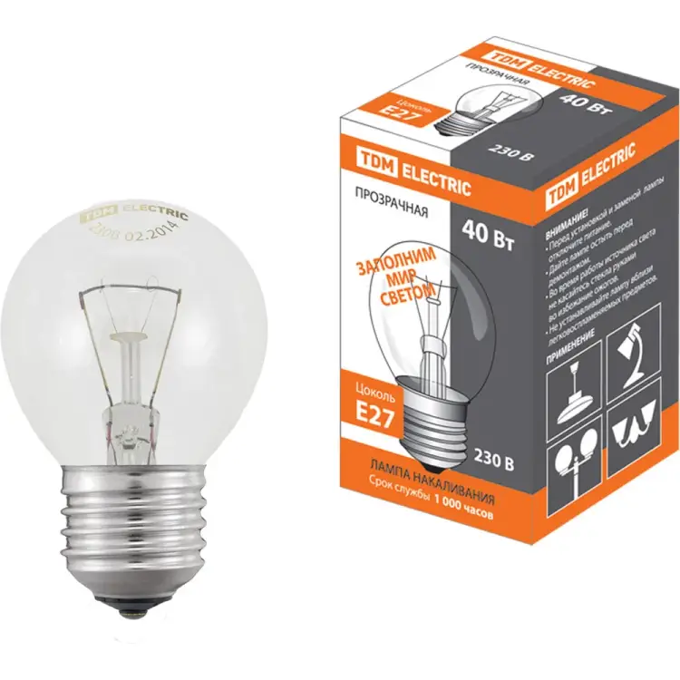 Лампа накаливания TDM ELECTRIC 40 Вт-230 В-Е27 SQ0332-0002 Лампа накаливания TDM ELECTRIC 40 Вт-230 В-Е27 SQ0332-0002